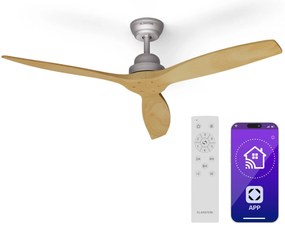 Santa Elena Smart 52", Ø 132 cm stropný ventilátor, 9 060 m³/h, lopatky z pravého dreva, 6 nastavení rýchlosti, diaľkové ovládanie