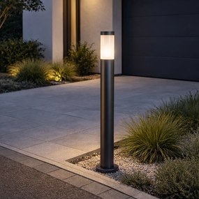 Moderná vonkajšia stĺpová lampa tmavosivá s opálom 110 cm IP44 - Rox