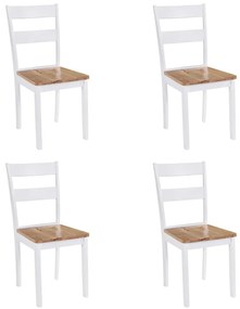 Jedálenské stoličky 4 ks, biele, kaučukový masív