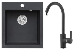ALVEUS SETA737 - Kuchynský drez CORTINA + drezová batéria TONIA granit/čierna