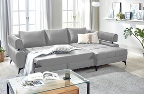 Rohová sedacia súprava Paris, svetlo šedá látka, pravý roh