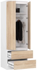 Šatníková skriňa Star 60 cm biela/dub sonoma