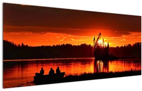 Obraz - Rybári na jazere (120x50 cm)