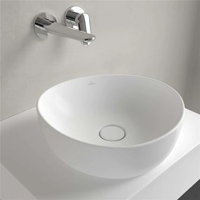 VILLEROY &amp; BOCH Antao asymetrické umývadlo na dosku bez otvoru, bez prepadu, 400 x 395 mm, Stone White, s povrchom CeramicPlus, 4A7240RW