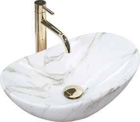 Keramické umývadlo na dosku REA ROYAL MINI AIAX SHINY 48x30,5 cm mramor