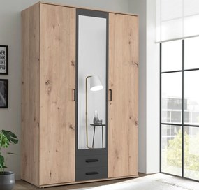 Šatníková skriňa Chicago, 120 cm, dub artisan/antracit