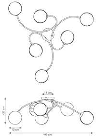 Prisadený luster VIBRA 6xE14/10W/230V čierna/šedá