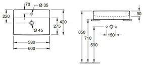 Villeroy & Boch 4A076001 - Umývadlo na dosku MEMENTO 60x42 cm keramika/biela