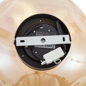 Dizajnové stropné svietidlo čierne s jantárovým sklom - Gemma