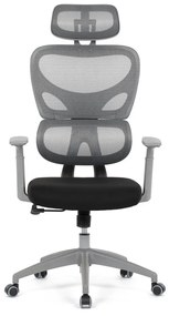 Kancelárska ergonomická stolička GRANT II — sieť, látka, sivá