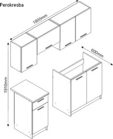 Kuchynský  blok Irma, dub artisan/biela