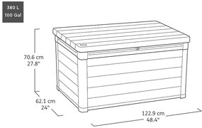 Keter Záhradný box úložný Cortina, polypropylén, bridlicovo sivý, 122,9 × 62,1 × 70,6 cm