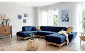 Námorníckymodrá rozkladacia pohovka do "U" Miuform Dazzling Daisy, ľavý roh