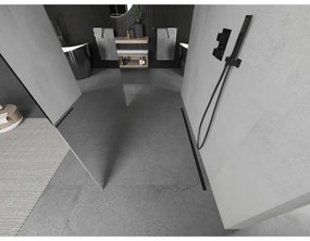 Mexen Kioto, priechodná sprchová zástena 100 x 200 cm, 8mm sklo vzor zrkadlo, 2x čierna stabilizačná rozpera, 800-100-002-70-50