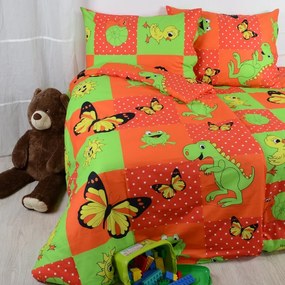 Obliečky bavlnené detské Dinosaurus červené - Detský set 130x90cm + 65x45cm