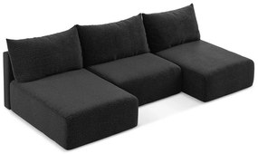 Čierna rozkladacia/s úložným priestorom rohová pohovka Kalena – Makamii