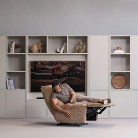 Svetlohnedé polohovacie menčestrové relaxačné kreslo Hein – WOOOD