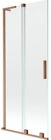 Mexen Velar L, 2-krídlová posuvná vaňová zástena 80 x 150 cm, 8mm číre sklo, medená matná, 896-080-003-01-65