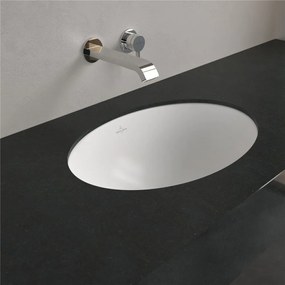 VILLEROY &amp; BOCH Loop &amp; Friends oválne umývadlo k zabudovaniu zospodu, bez otvoru, bez prepadu, 485 x 325 mm, Stone White, s povrchom CeramicPlus, 4A5401RW