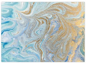 Sklenený obraz - Modrý mramor (70x50 cm)