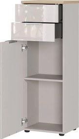 Krémová lesklá vysoká/úzka kúpeľňová skrinka 39x112 cm Tavira – Germania