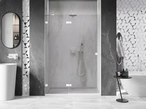 Mexen, Mexen Lunar ľavé otočné sprchové dvere 130 cm, transparentné, biele - 834-130-000-20-00-L