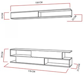 Obývacia stena Sims biela/hnedá