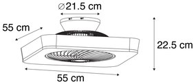 Stropný ventilátor štvorcový čierny vrátane stmievateľného LED - Climo