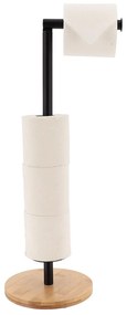Stojan na toaletný papier Black Bamboo, čierna/s drevenými prvkami, o