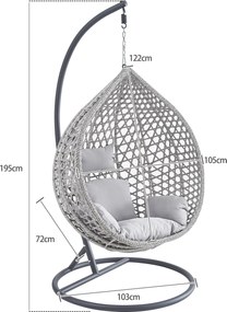 Závěsné houpací křeslo Houseland Imogen šedé L