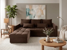 Hnedá rozkladacia rohová pohovka ZENOVA 220x140 cm, obojstranná