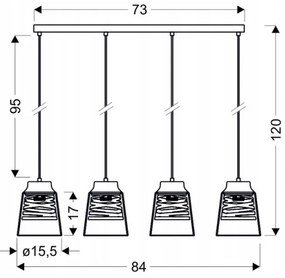 Luster na lanku FRESNO 4xE27/60W/230V