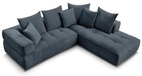 Tmavomodrá ženilková rohová pohovka (pravý roh/do L) Whesley – Bobochic Paris