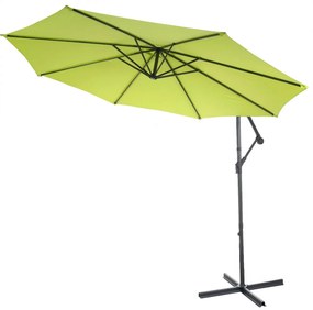 Slnečník Acerra Ø 3m polyester/oceľ - zeleno-citrónová so stojanom