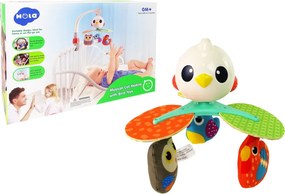 LEAN Toys Detský kolotoč nad postieľku a kočík farebné vtáky s melódiou