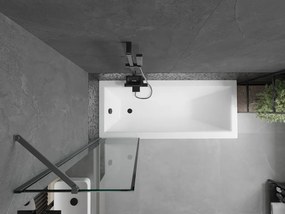 Mexen Next, 1-krídlová vaňová zástena 50 x 150 cm, 6mm číre sklo - čierny vzor, grafitová, 895-050-000-00-70-95