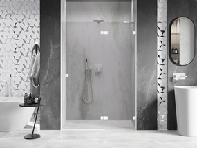 Mexen, Mexen Lunar pravé otočné sprchové dvere 135 cm, transparentné, biele - 834-135-000-20-00-P