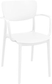 LISA záhradná stolička s podrúčkami white