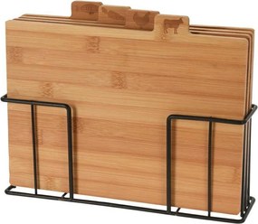 Sada 4 ks bambusových dosiek na krájanie v stojane TIMBER hnedá