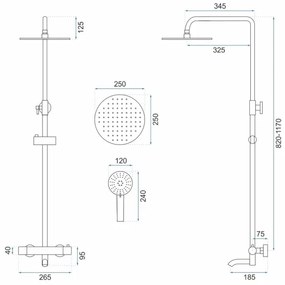 REA-P6604 - Sprchová súprava s termostatickou batériou LUNGO, brúsené zlato