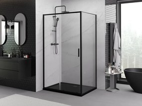 Mexen Exo, sprchovací kút s posuvnými dverami 130 x 75 cm, 6mm číre sklo, čierny profil, 8151-130-075-70-00