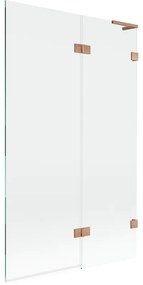 Mexen Lunar L, 2-krídlová vaňová zástena pravá 110 x 150 cm, číre sklo, medená matná, 897L-110-100-65-00-P