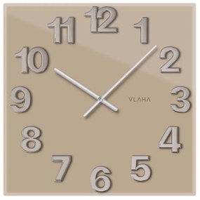 Sklenené štvorcové nástenné hodiny, hnedé VCT1107 Glassico 40cm