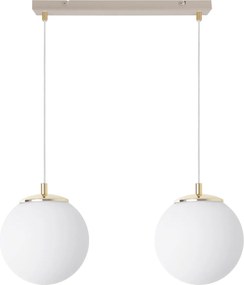 Závesné svietidlo Florence, 2x biele sklenené tienidlo, g/be