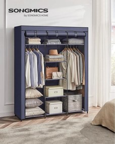 Šatník, látková modulárna skriňa, skladacia, tmavomodrá