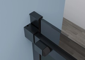 Cerano Santoro, sprchovací kút s posuvnými dverami 140(dvere) x 80(stena) x 195 cm, 6mm šedé sklo, čierny profil, CER-CER-425497