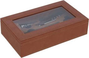 Hnedý box z umelej kože s doplnkami na víno Cognacco - 23*13*6 cm