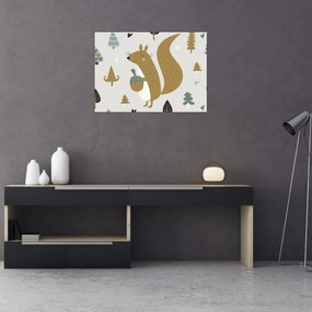 Obraz - Veverička s orieškom (70x50 cm)