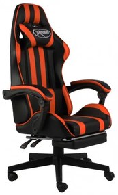 vidaXL Herná stolička s opierkou na nohy čierna a oranžová umelá koža-