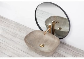 REA-U6647 - Umývadlo na dosku FREJA 39,5x51 cm keramika/šedá/mramorový dekor